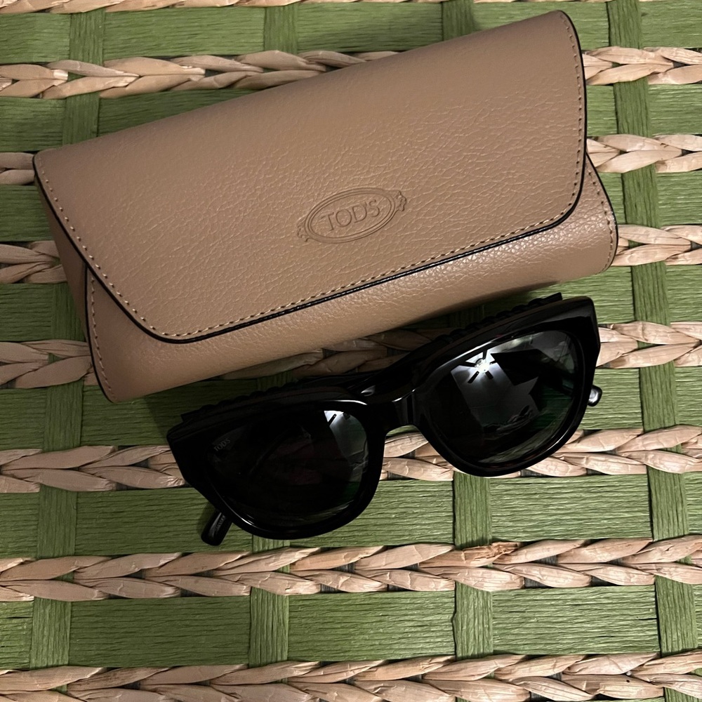 Tod's Black Sunglasses with Tan Case